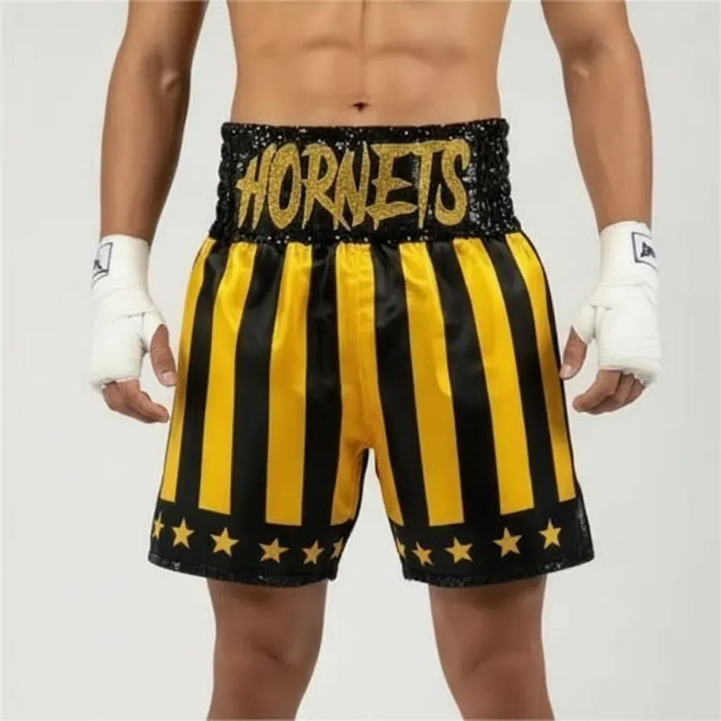 CREED BX  Black & Yellow  Aaron D Custom Boxing Shorts & Trunks