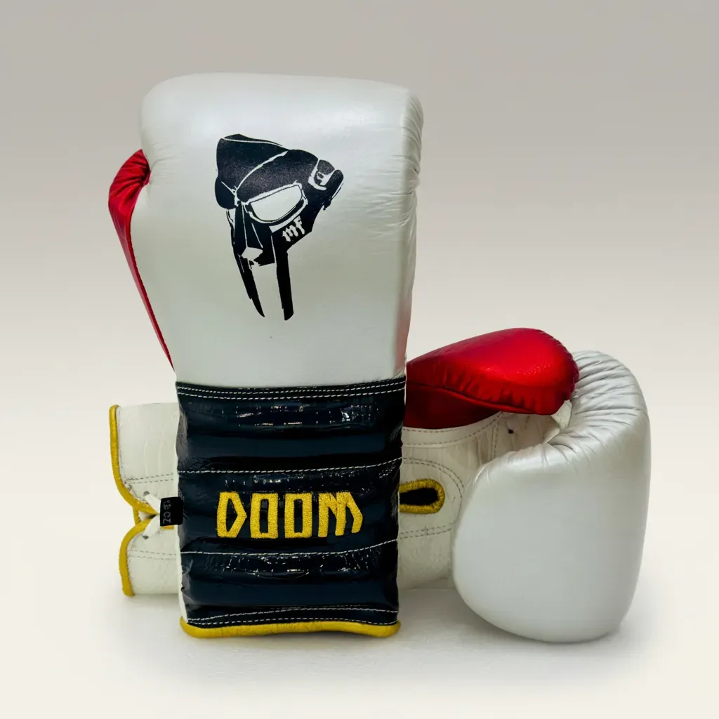 Impact Pro Ridged black & white & Red & Silver IsaiahE Boxing Gloves