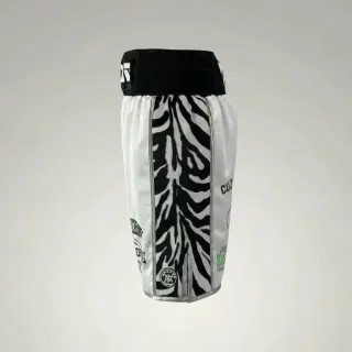 Side Stripe BX Benji White & Black Custom Boxing Shorts & Trunks