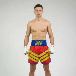 Rebel BX Teresa Red & Blue & Yellow Custom Boxing Shorts & Trunks