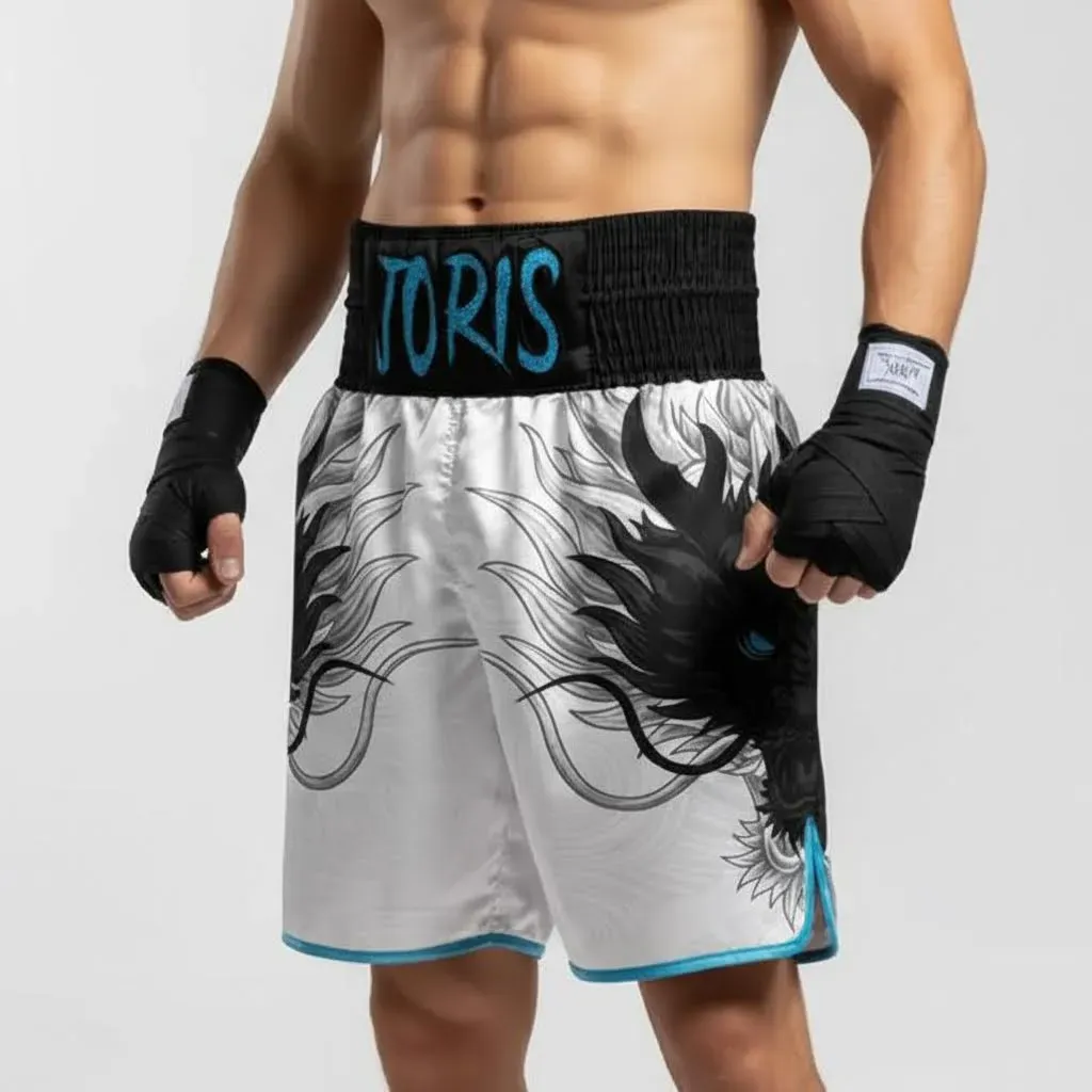Tatsu Storm Joris White & Black Custom Boxing Shorts & Trunks