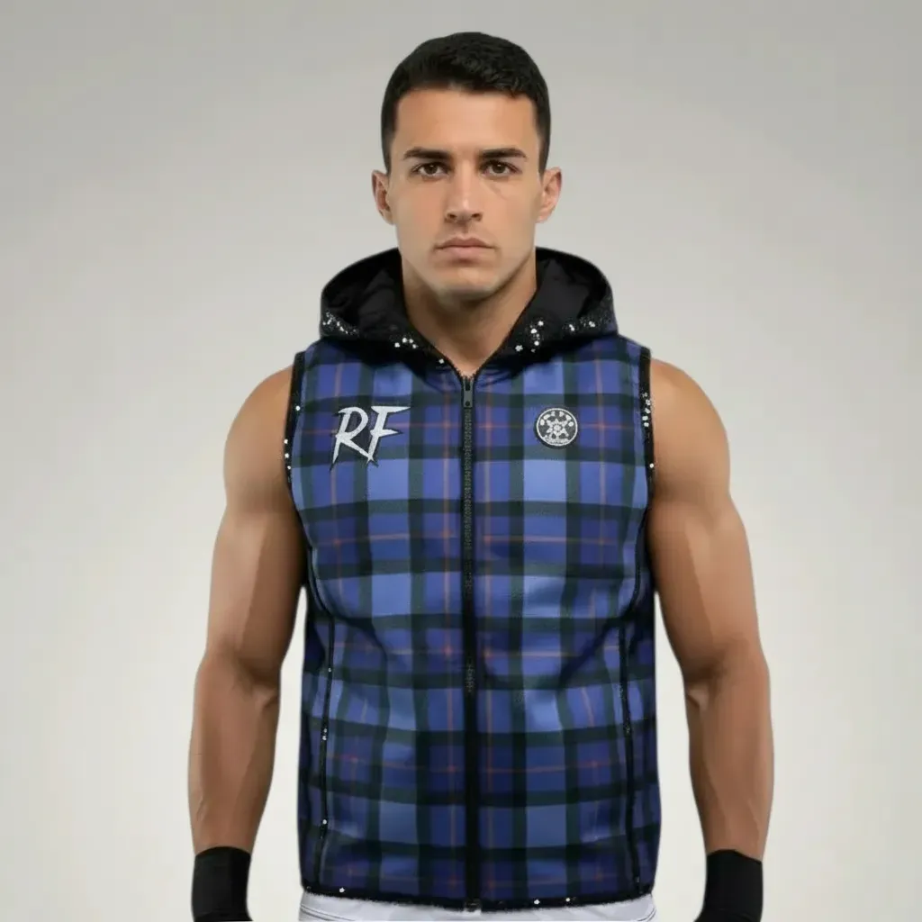 Side Stripes JKT Roslyn Blue Tartan Poly Jackets