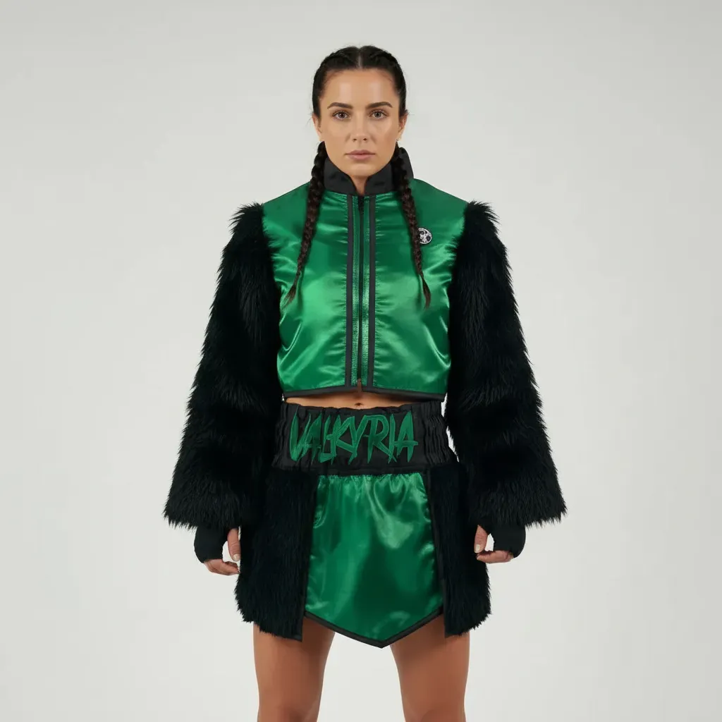 Classic Women's Crop JKT Emma Green & Black Jackets