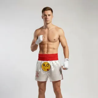 Alby White & Red Muay Thai Shorts