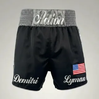 Side Stripe MTS Demitri Black & Black White Camo Muay Thai Shorts