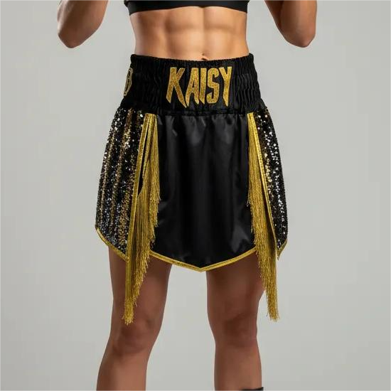 null Boxfit Black & Gold Gladiator Shorts