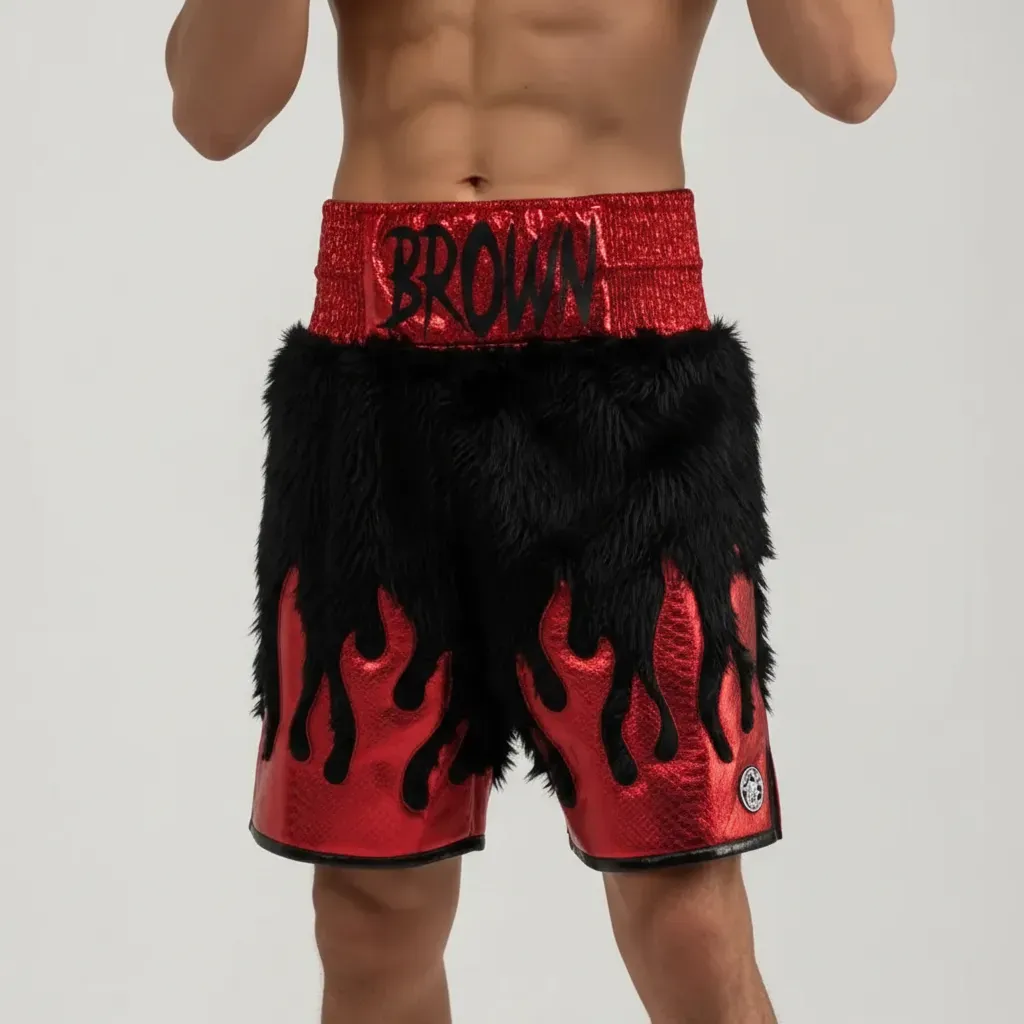Fire BX Nijay Black & Red Custom Boxing Shorts & Trunks