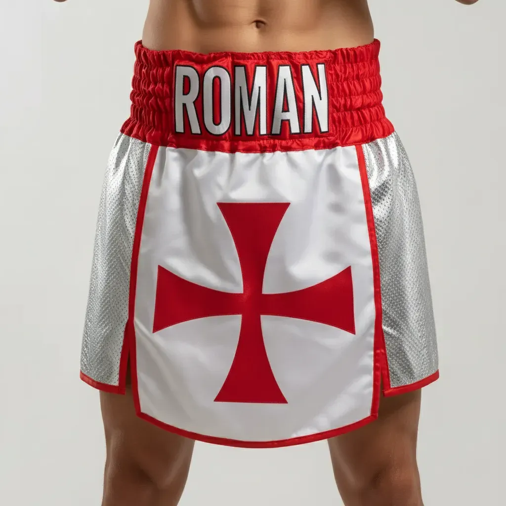 Warrior GLA Daniel Silver & White & Red Gladiator Shorts