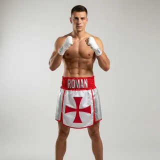 Warrior GLA Daniel Silver & White & Red Gladiator Shorts