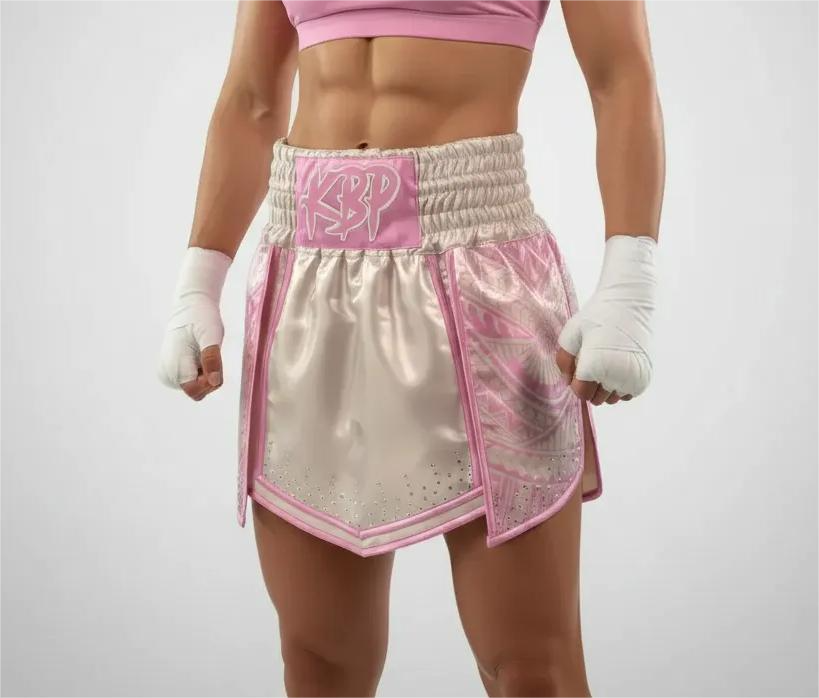 Tribal Gla Kishawn Beige & Pink Gladiator Shorts