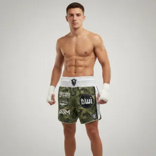 Cristian Green Como Muay Thai Shorts with Thin Waistband Arch