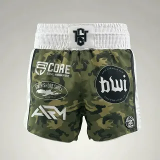 Cristian Green Como Muay Thai Shorts with Thin Waistband Arch