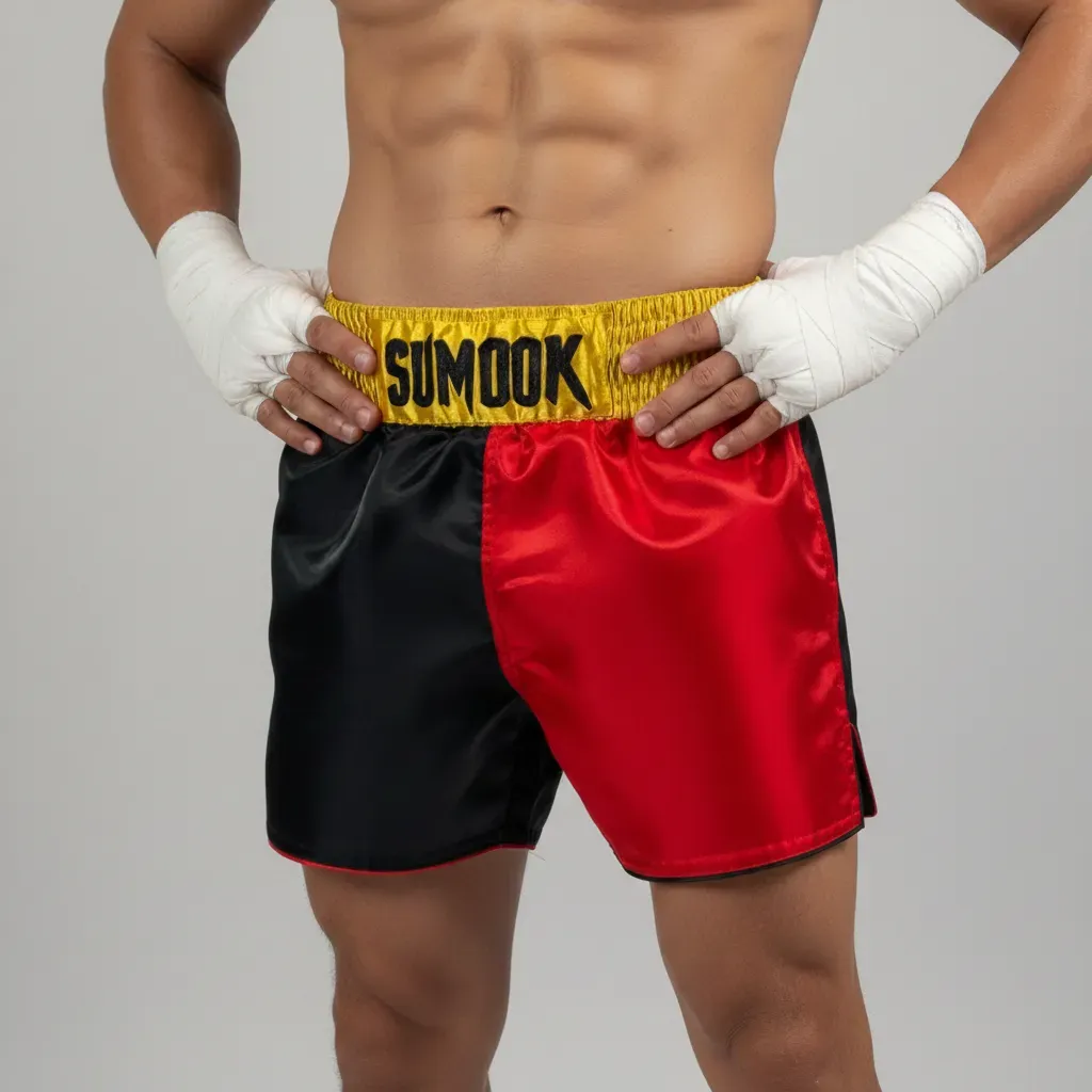 Haringey MTS Tara Red & Black & Gold Muay Thai Shorts