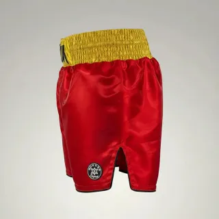 Tara Red & Black & Gold Muay Thai Shorts with Thin Waistband
