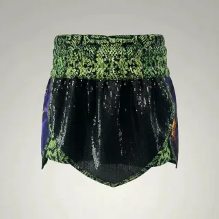 Queen GLA ashleigh Black & Green snake & Galaxy Gladiator Shorts