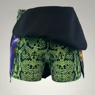 Queen GLA ashleigh Black & Green snake & Galaxy Gladiator Shorts