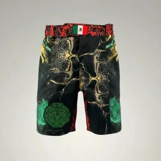 Side stripe MMA Eduardo Black gold Marble & Green Marble MMA Shorts