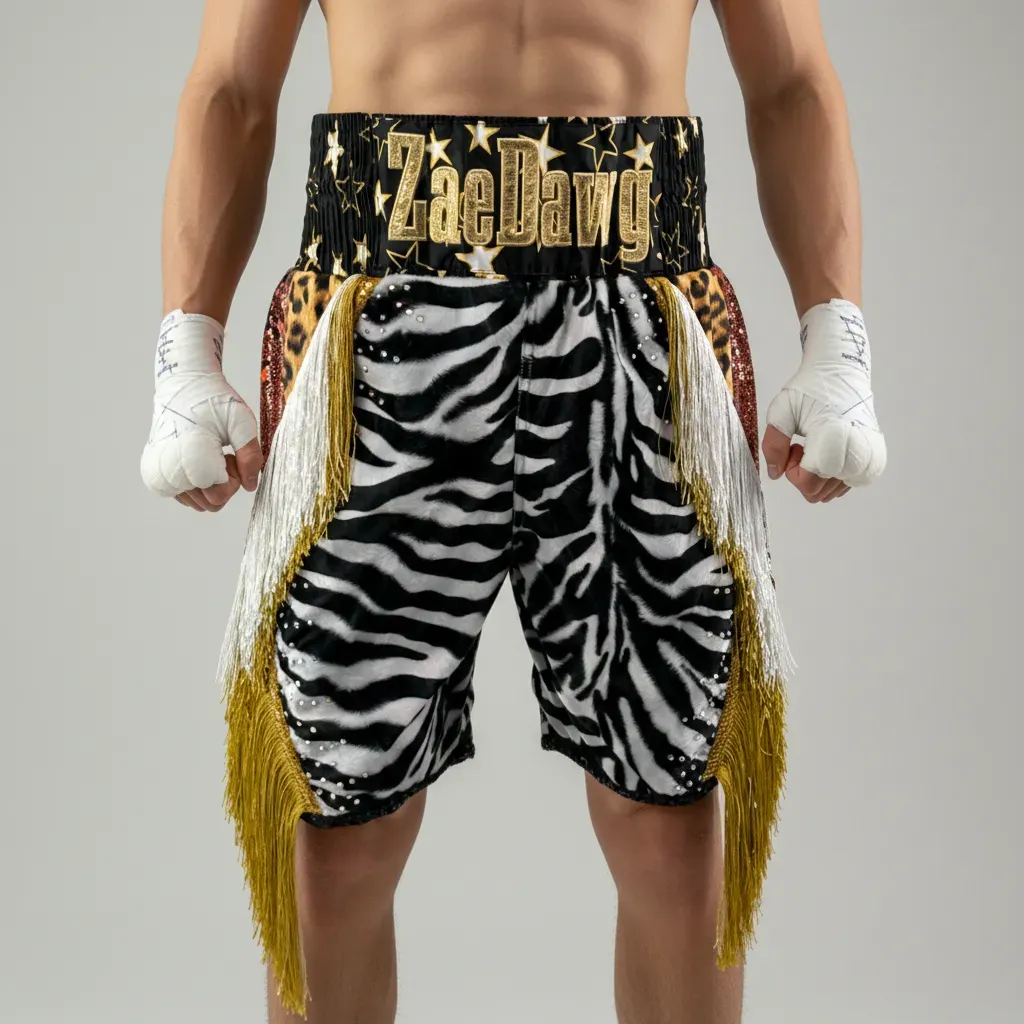 Haymaker BX George White & Black & Orange Custom Boxing Shorts & Trunks