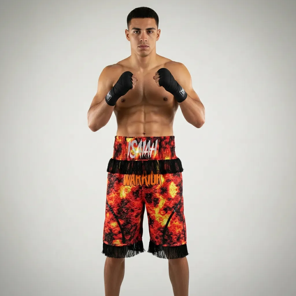 Dream BX Isaiah Red Lava Custom Boxing Shorts & Trunks