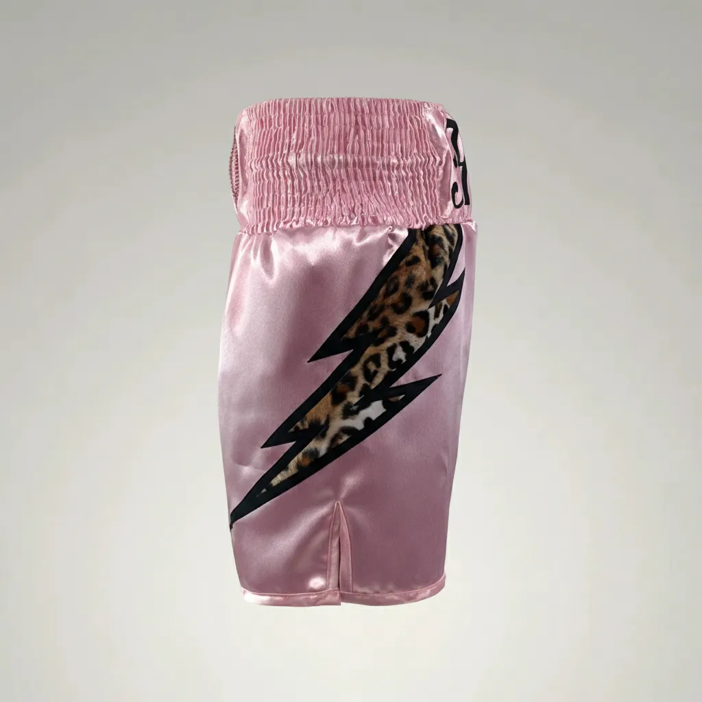 Lightning BX Isaiah Baby Pink & White Custom Boxing Shorts & Trunks