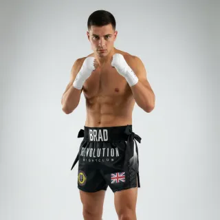 Brad Black Muay Thai Shorts with Thick Waistband Arch