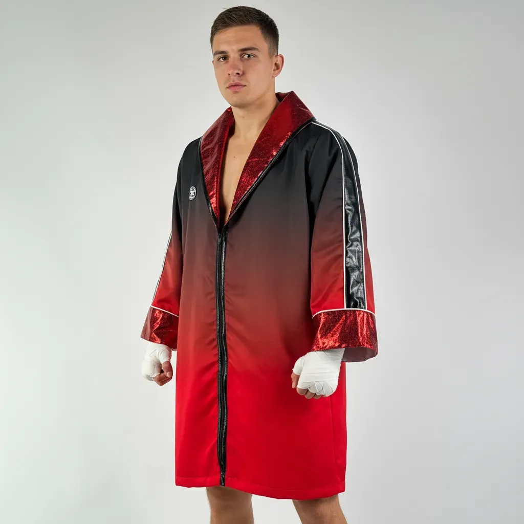 Stripe Zip Robe  Nijay Red & Black Robes