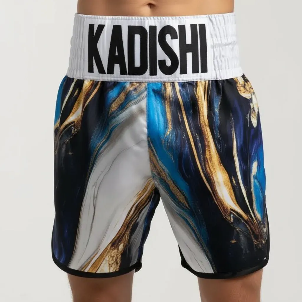 Classic BX Gabriel Blue & White Custom Boxing Shorts & Trunks