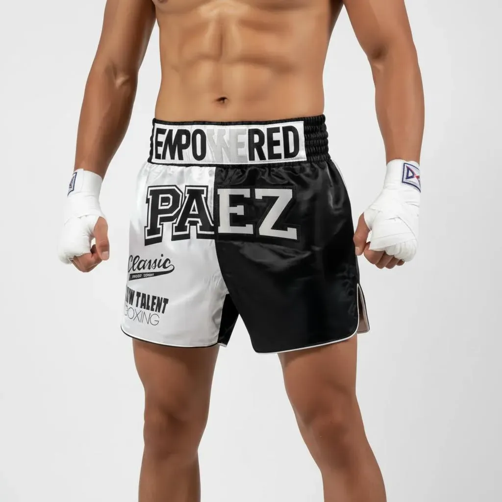 Haringey MTS diego White & Black Muay Thai Shorts