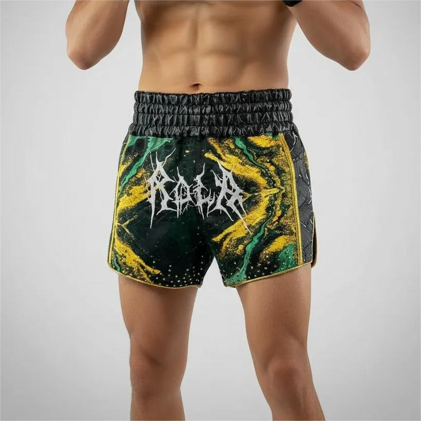 Thor MTS Old Frankie  Green & Black & King Gold Muay Thai Shorts