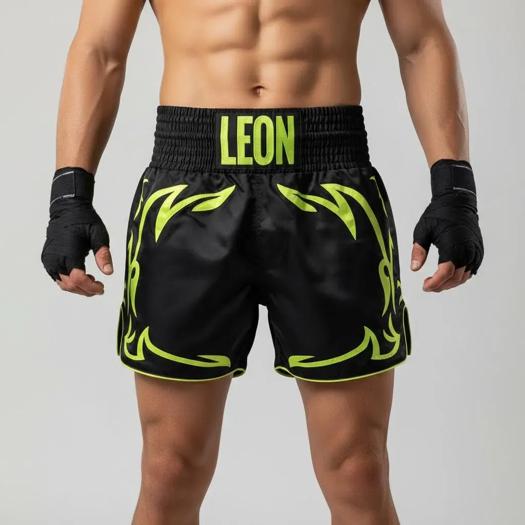 Blaze MTS abbie  Black & Neon Yellow Muay Thai Shorts