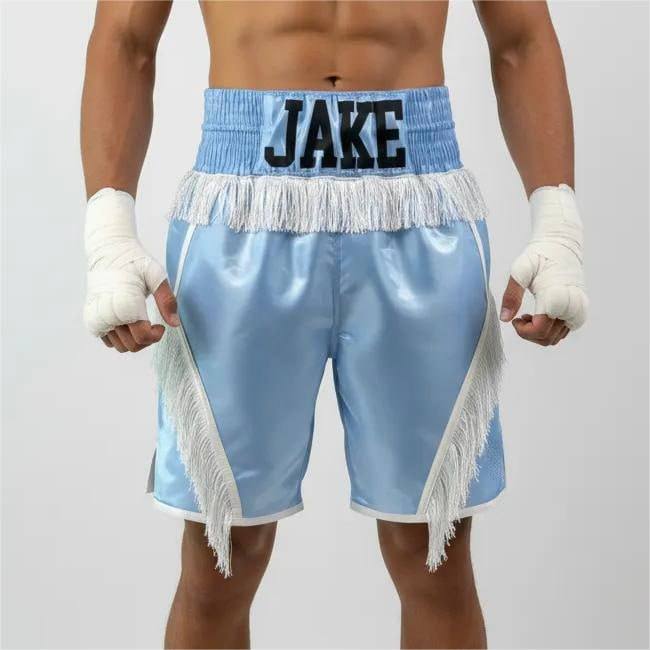 Slick BX Jake Blue & White Custom Boxing Shorts & Trunks