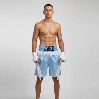 Slick BX Jake Blue & White Custom Boxing Shorts & Trunks