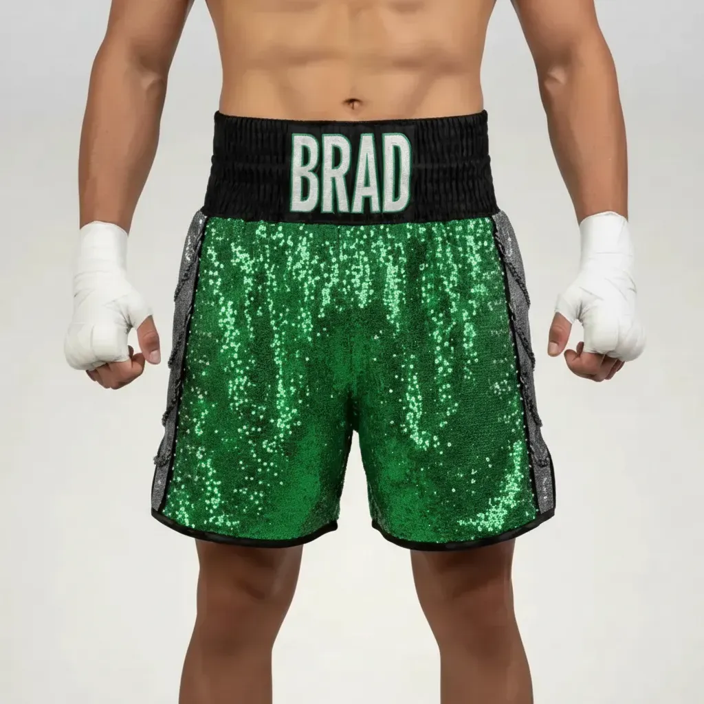 SOLDIER BX Brad Green & Silver Custom Boxing Shorts & Trunks