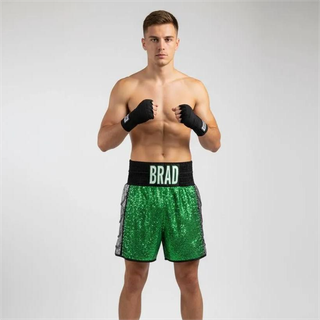 SOLDIER BX Brad Green & Silver Custom Boxing Shorts & Trunks