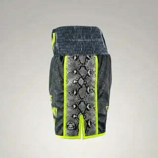 Side Stripe BX Ashley Black & Grey & Neon Yellow Green Custom Boxing Shorts & Trunks