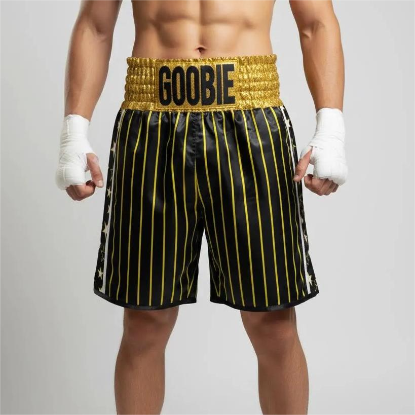 Star fall BX Daniel Black & Gold & White Custom Boxing Shorts & Trunks