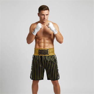 Star fall BX Daniel Black & Gold & White Custom Boxing Shorts & Trunks
