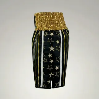 Star fall BX Daniel Black & Gold & White Custom Boxing Shorts & Trunks