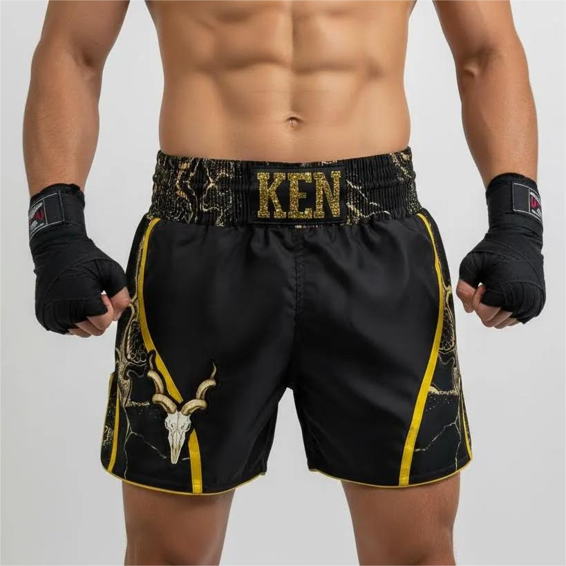 DREAM MTS Old Wei  Black & Gold Muay Thai Shorts