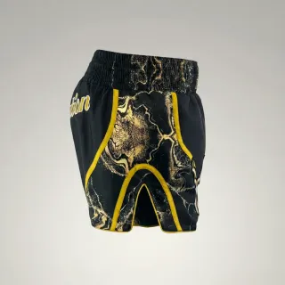 Wei Black & Gold Muay Thai Shorts with Thin Waistband Triangle design