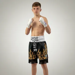 Fire BX chelsie Black & White & Leopard Custom Boxing Shorts & Trunks