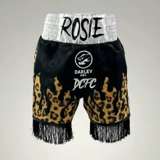 Fire BX chelsie Black & White & Leopard Custom Boxing Shorts & Trunks