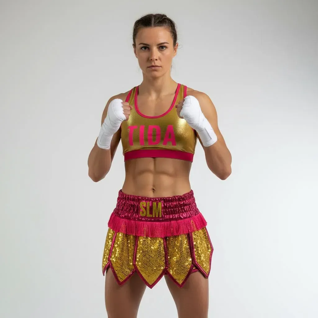 Classic Sports Bra Sharna  Yellow Gold & Pink Sports Bra