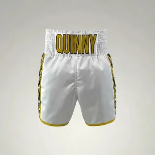 SOLDIER BX Declan White & King Gold Custom Boxing Shorts & Trunks