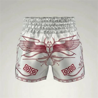 Egyptian MTS Taylor White & Red Muay Thai Shorts