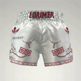 Egyptian MTS Taylor White & Red Muay Thai Shorts