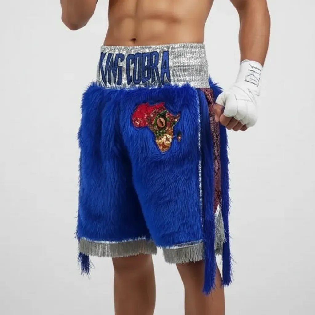 Side Stripe BX Bernardo Blue & Pink Custom Boxing Shorts & Trunks
