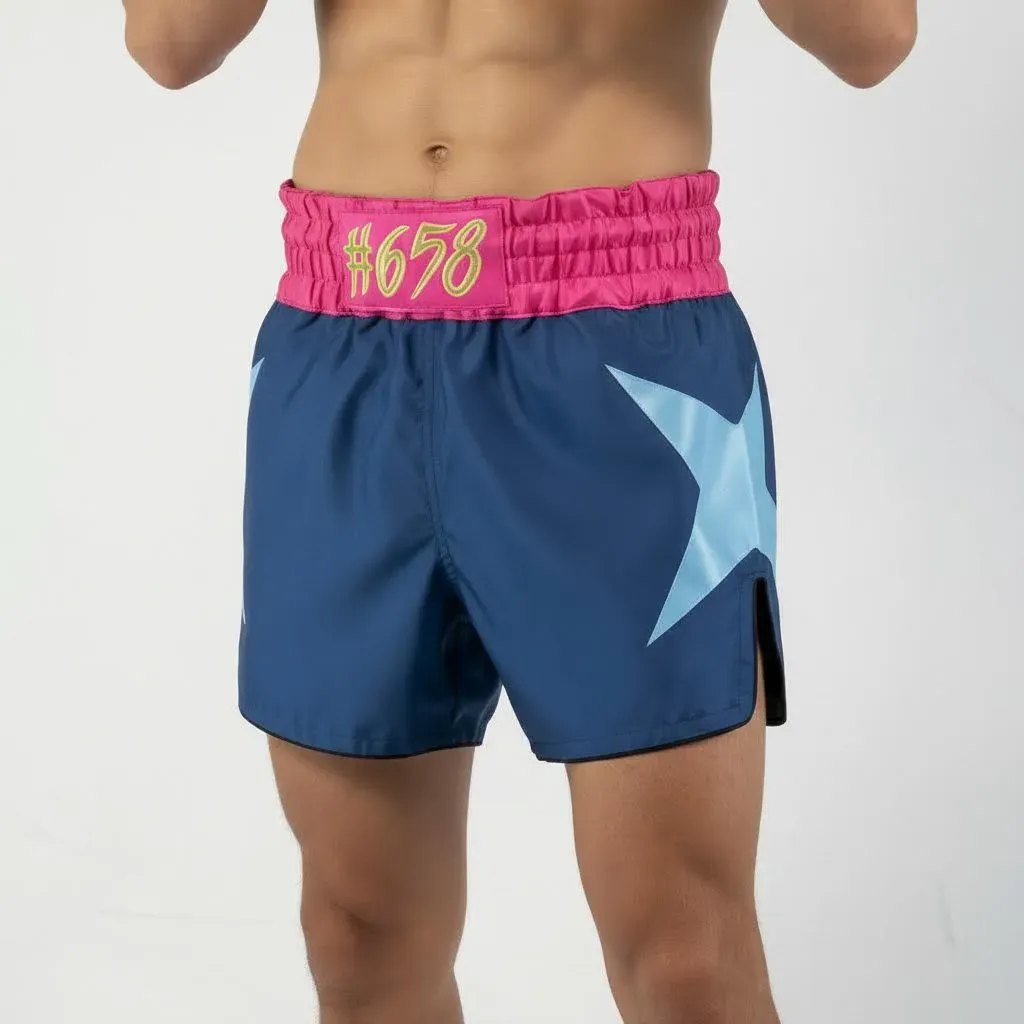 Classic MTS Noah Navy Bule & Pink Muay Thai Shorts