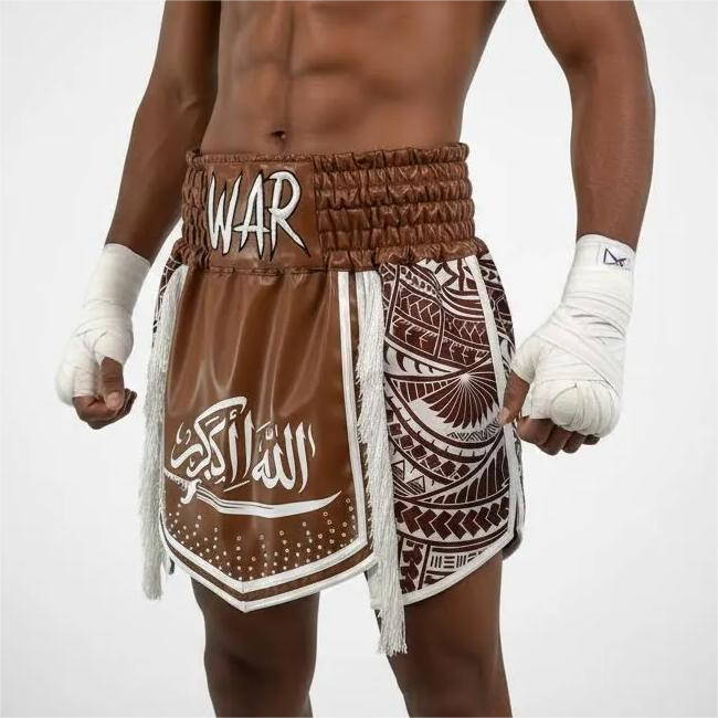 Tribal Gla Ricky Brown & White Gladiator Shorts