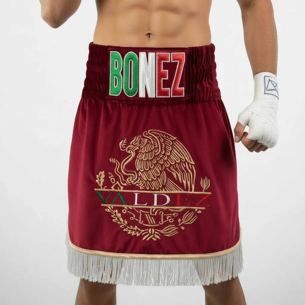 Classic Gla fernando Maroom & White Gladiator Shorts